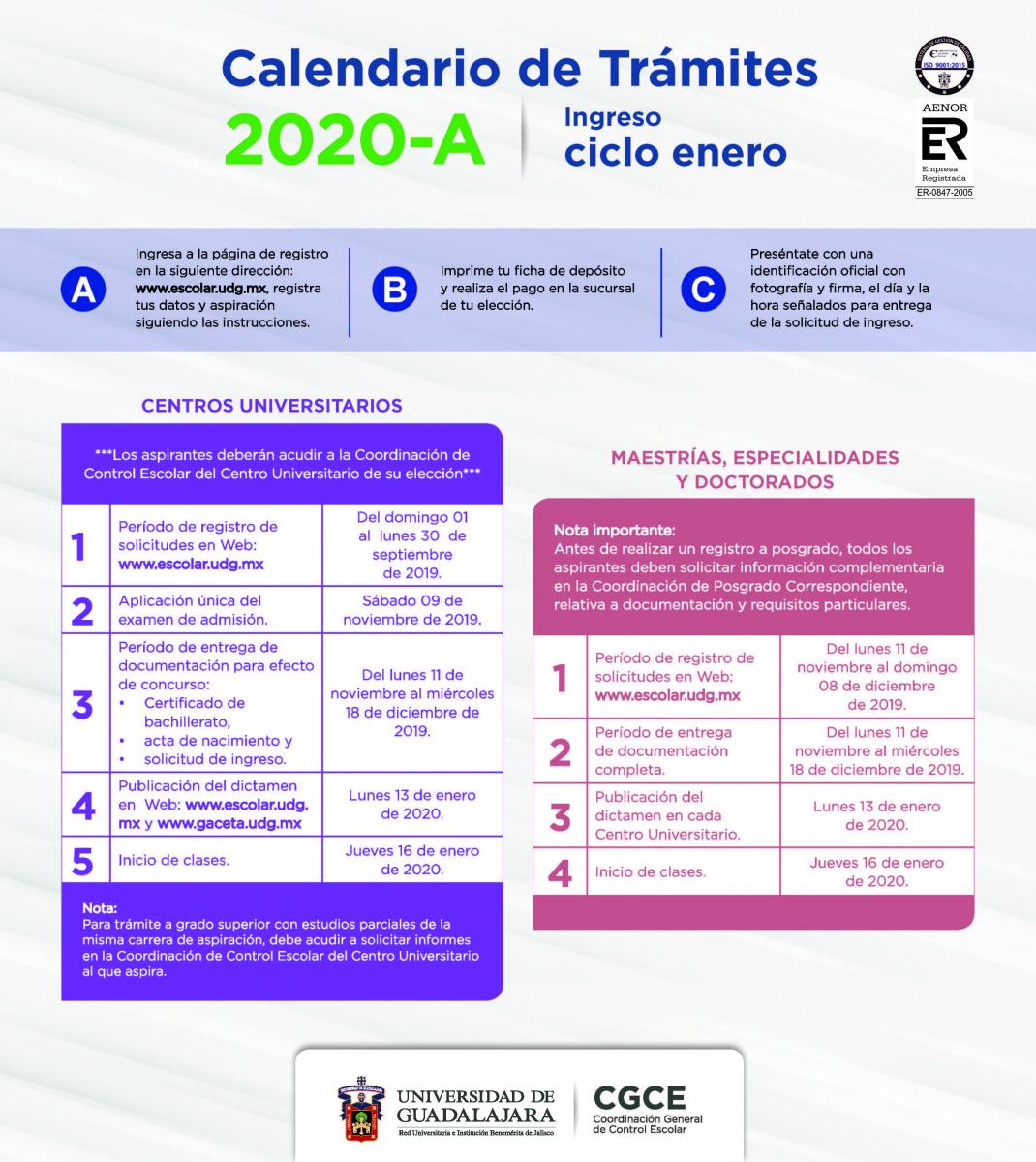 Calendario Trámites Licenciatura en Químico Farmacéutico Biólogo